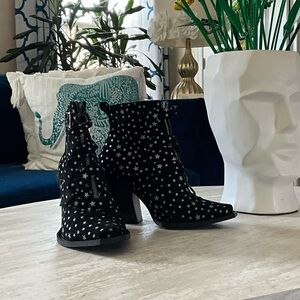 John Fluevog Black Star Ankle Signature triple buckle boot